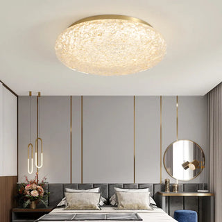 ZOWALA - Bedroom Gold Resin Round Flush Mount Ceiling Light Image - 1