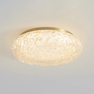 ZOWALA - Bedroom Gold Resin Round Flush Mount Ceiling Light Image - 11