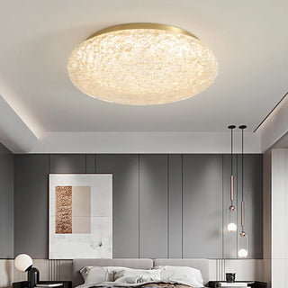 ZOWALA - Bedroom Gold Resin Round Flush Mount Ceiling Light Image - 3