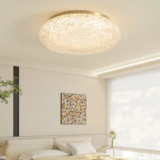 ZOWALA - Bedroom Gold Resin Round Flush Mount Ceiling Light Image - 4