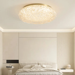 ZOWALA - Bedroom Gold Resin Round Flush Mount Ceiling Light Image - 6