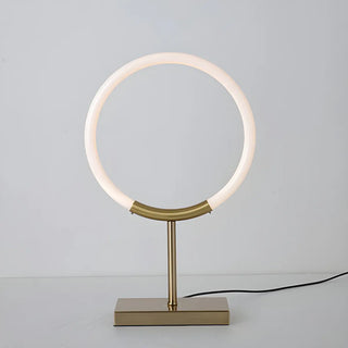 Minimalist Halo Ring Brass Base LED Bedroom Table Lamp Zawala Image - 3