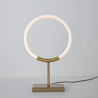 Minimalist Halo Ring Brass Base LED Bedroom Table Lamp Zawala Image - 4