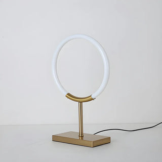 Minimalist Halo Ring Brass Base LED Bedroom Table Lamp Zawala Image - 5