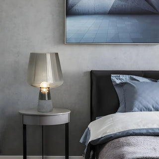 Bedroom Modern Smoke Grey Glass Cup Shape Table Lamp Zawala Image - 2