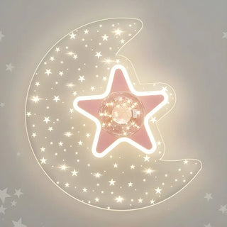 Bedroom Dreamy Star Moon LED Flush Mount Ceiling Light Zawala Image - 10