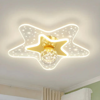 Bedroom Dreamy Star Moon LED Flush Mount Ceiling Light Zawala Image - 11