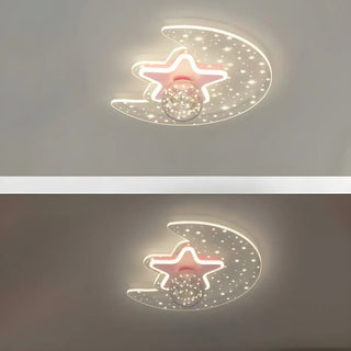 Bedroom Dreamy Star Moon LED Flush Mount Ceiling Light Zawala Image - 13