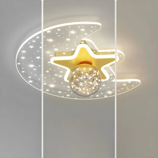 Bedroom Dreamy Star Moon LED Flush Mount Ceiling Light Zawala Image - 14