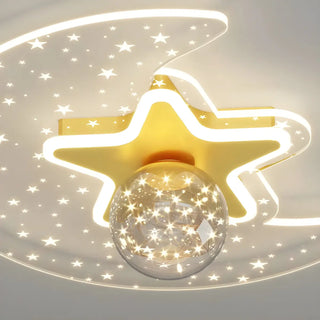 Bedroom Dreamy Star Moon LED Flush Mount Ceiling Light Zawala Image - 16