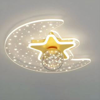 Bedroom Dreamy Star Moon LED Flush Mount Ceiling Light Zawala Image - 17