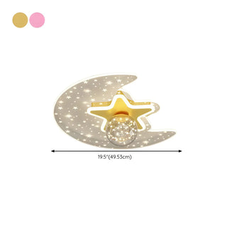 Bedroom Dreamy Star Moon LED Flush Mount Ceiling Light Zawala #size