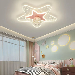 Bedroom Dreamy Star Moon LED Flush Mount Ceiling Light Zawala Image - 4