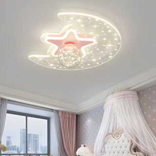 Bedroom Dreamy Star Moon LED Flush Mount Ceiling Light Zawala Image - 6