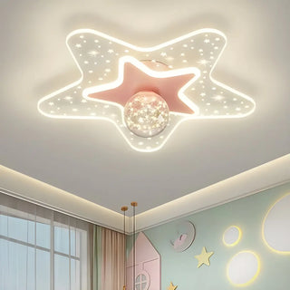 Bedroom Dreamy Star Moon LED Flush Mount Ceiling Light Zawala Image - 7