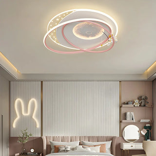 Bedroom Pink Circle Ring LED Flush Mount Ceiling Light Zawala Image - 1