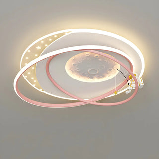 Bedroom Pink Circle Ring LED Flush Mount Ceiling Light Zawala Image - 10