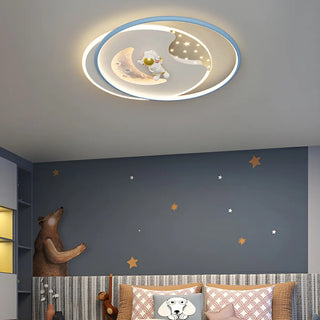 Bedroom Pink Circle Ring LED Flush Mount Ceiling Light Zawala Image - 2