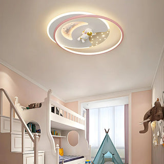 Bedroom Pink Circle Ring LED Flush Mount Ceiling Light Zawala Image - 4