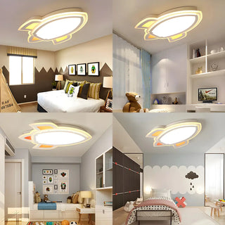 Bedroom Playful Spaceship LED Flush Mount Ceiling Light Zawala Image - 3