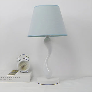 Bedroom Simple White Cone Fabric Art Base Table Lamp Zawala Image - 11