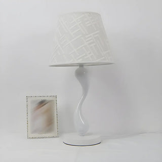 Bedroom Simple White Cone Fabric Art Base Table Lamp Zawala Image - 13