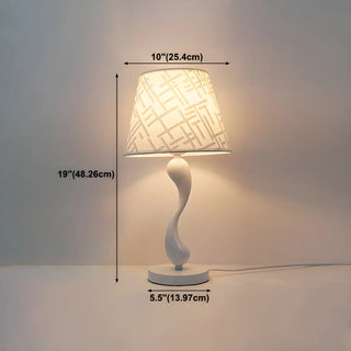 Bedroom Simple White Cone Fabric Art Base Table Lamp Zawala #size