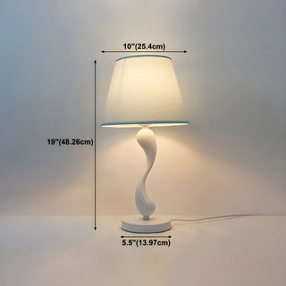 Bedroom Simple White Cone Fabric Art Base Table Lamp Zawala Image - 16