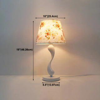 Bedroom Simple White Cone Fabric Art Base Table Lamp Zawala Image - 17