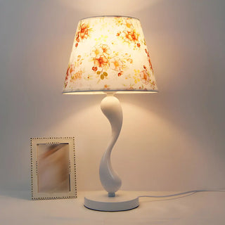 Bedroom Simple White Cone Fabric Art Base Table Lamp Zawala Image - 4