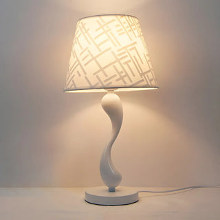 Bedroom Simple White Cone Fabric Art Base Table Lamp Zawala Image - 5