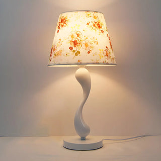 Bedroom Simple White Cone Fabric Art Base Table Lamp Zawala Image - 6