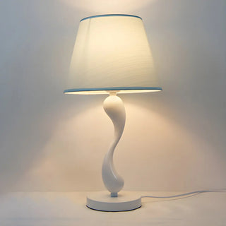 Bedroom Simple White Cone Fabric Art Base Table Lamp Zawala Image - 7