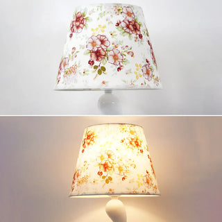 Bedroom Simple White Cone Fabric Art Base Table Lamp Zawala Image - 8