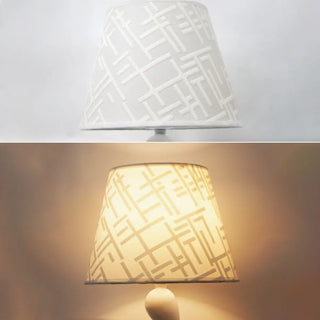 Bedroom Simple White Cone Fabric Art Base Table Lamp Zawala Image - 9