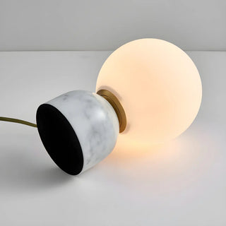 Bedroom Simple White Globe Shade Marble Base Table Lamp Zawala Image - 10