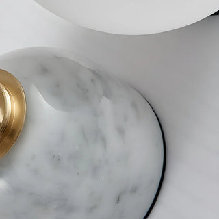 Bedroom Simple White Globe Shade Marble Base Table Lamp Zawala Image - 14