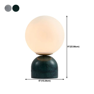 Bedroom Simple White Globe Shade Marble Base Table Lamp Zawala #size