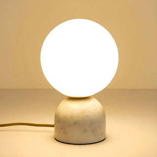 Bedroom Simple White Globe Shade Marble Base Table Lamp Zawala Image - 6