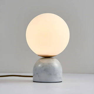 Bedroom Simple White Globe Shade Marble Base Table Lamp Zawala Image - 9