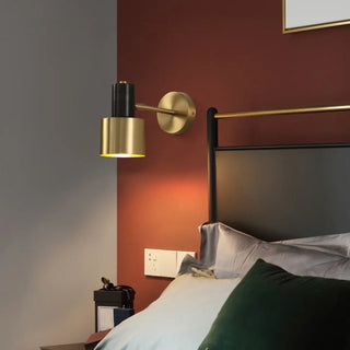 Bedside Cylinder Black and Gold Metal Wall Sconce Zawala Image - 18