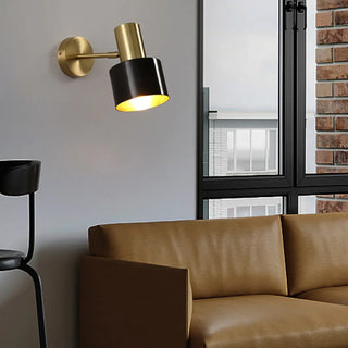 Bedside Cylinder Black and Gold Metal Wall Sconce Zawala Image - 2
