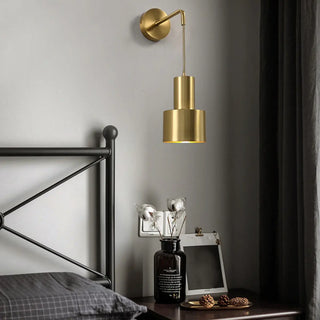Bedside Cylinder Black and Gold Metal Wall Sconce Zawala Image - 4