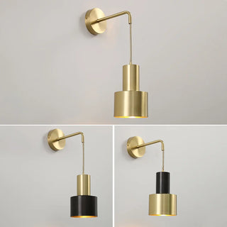 Bedside Cylinder Black and Gold Metal Wall Sconce Zawala Image - 5
