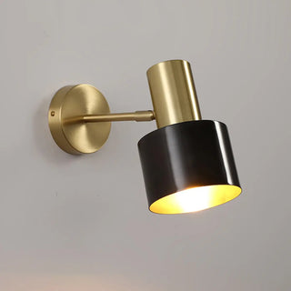 Bedside Cylinder Black and Gold Metal Wall Sconce Zawala Image - 7