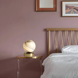 Simple Glamorous Globe Metal Base Bedside Table Lamp Zawala Image - 3