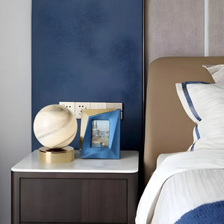 Simple Glamorous Globe Metal Base Bedside Table Lamp Zawala Image - 4