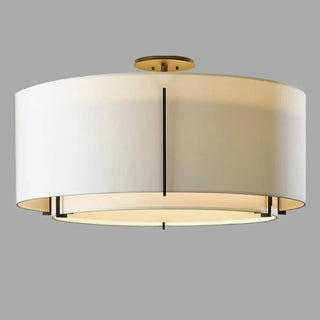 ZOWALA - Beige Cylinder Fabric Semi-Flush Mount Light Image - 3