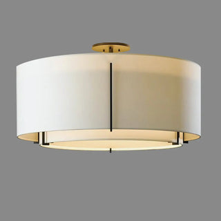 ZOWALA - Beige Cylinder Fabric Semi-Flush Mount Light Image - 6