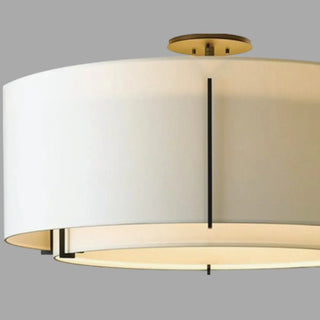 ZOWALA - Beige Cylinder Fabric Semi-Flush Mount Light Image - 8